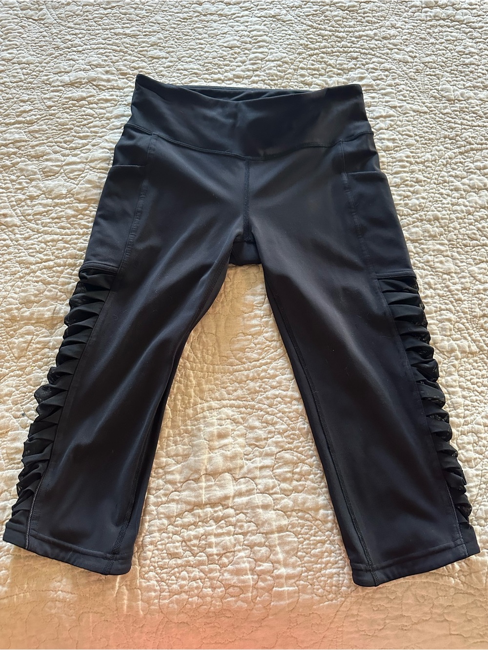 lululemon athletica Black Capri Leggings with Side Ruching